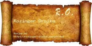 Rozinger Orsika névjegykártya